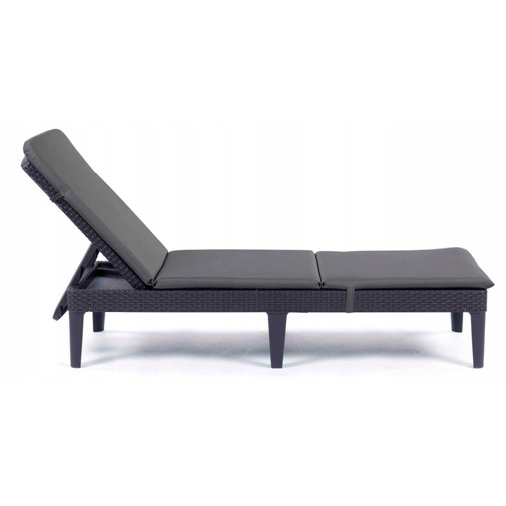 Cojín para tumbona Jaipur, color gris oscuro, tejido S-500, tamaño 190 x 60 cm, dos sistemas de fijación, impermeable, lavable en su totalidad, S-49