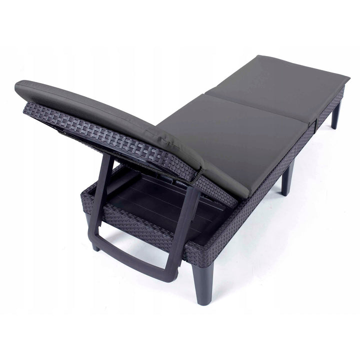 Cojín para tumbona Jaipur, color gris oscuro, tejido S-500, tamaño 190 x 60 cm, dos sistemas de fijación, impermeable, lavable en su totalidad, S-49