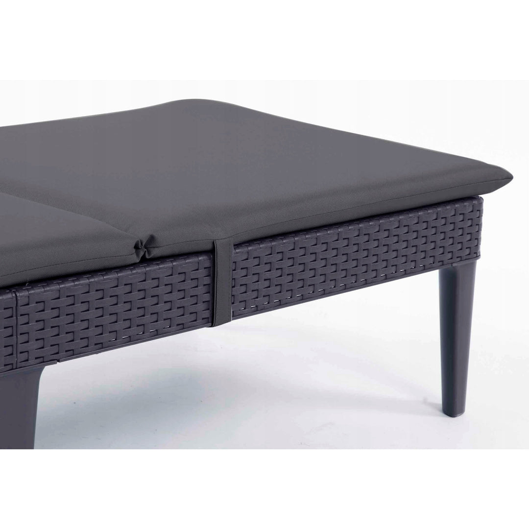 Cojín para tumbona Jaipur, color gris oscuro, tejido S-500, tamaño 190 x 60 cm, dos sistemas de fijación, impermeable, lavable en su totalidad, S-49