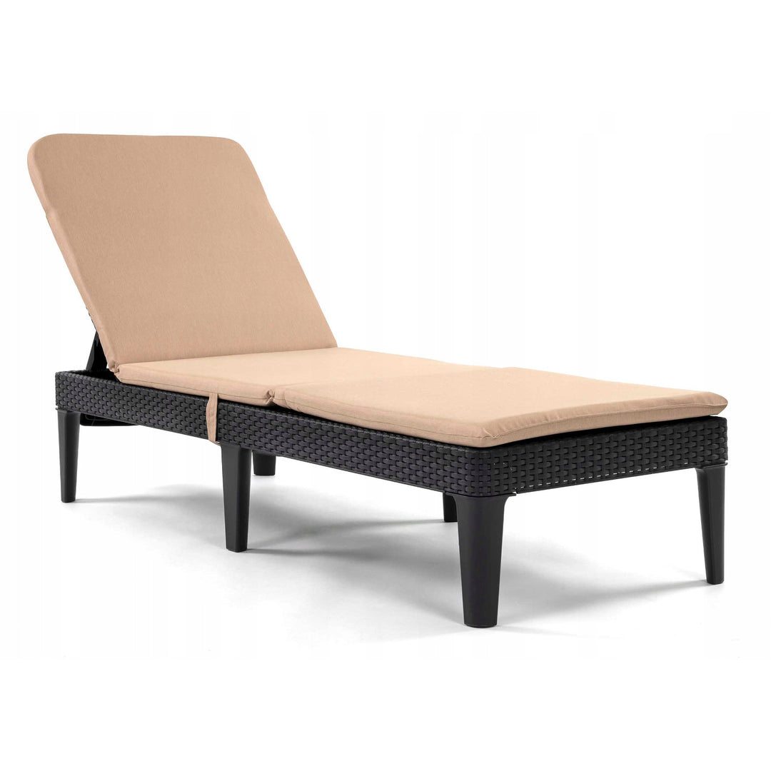 Cojín para tumbona Jaipur, color beige, tejido S-550 melange, tamaño 190 x 60 cm, dos sistemas de fijación, impermeable, lavable en su totalidad, melange S-21