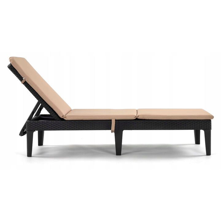 Cojín para tumbona Jaipur, color beige, tejido S-550 melange, tamaño 190 x 60 cm, dos sistemas de fijación, impermeable, lavable en su totalidad, melange S-21