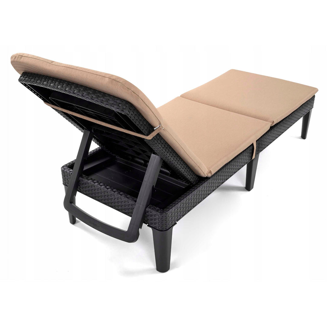 Cojín para tumbona Jaipur, color beige, tejido S-550 melange, tamaño 190 x 60 cm, dos sistemas de fijación, impermeable, lavable en su totalidad, melange S-21