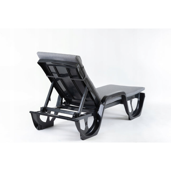 Cojín para tumbona Madera, color gris, tejido S-550 melange, tamaño 190 x 55 cm, sujeción con cinta elástica, impermeable, melange S-23