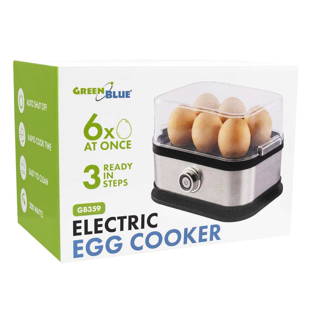 Cocedor de huevos automático GreenBlue, potencia de 200 W, capacidad para hasta 6 huevos, medidor, 220-240 V~, 50/60 Hz, GB359