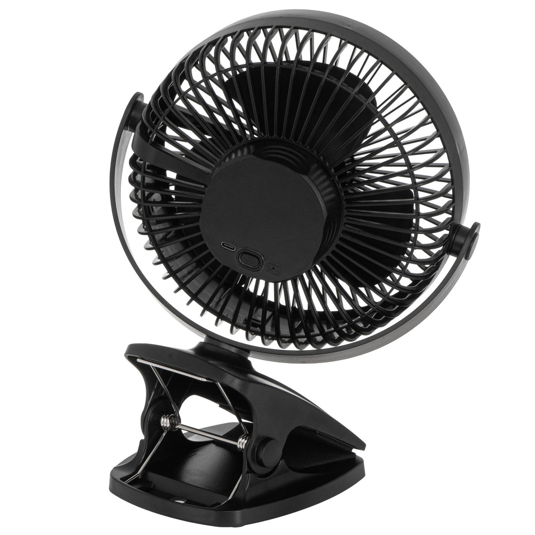Ventilador de mesa con clip, recargable, 15,5 cm, giro de 360°, USB-C, Adler