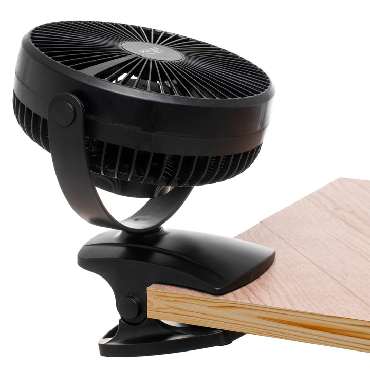 Ventilador de mesa con clip, recargable, 15,5 cm, giro de 360°, USB-C, Adler
