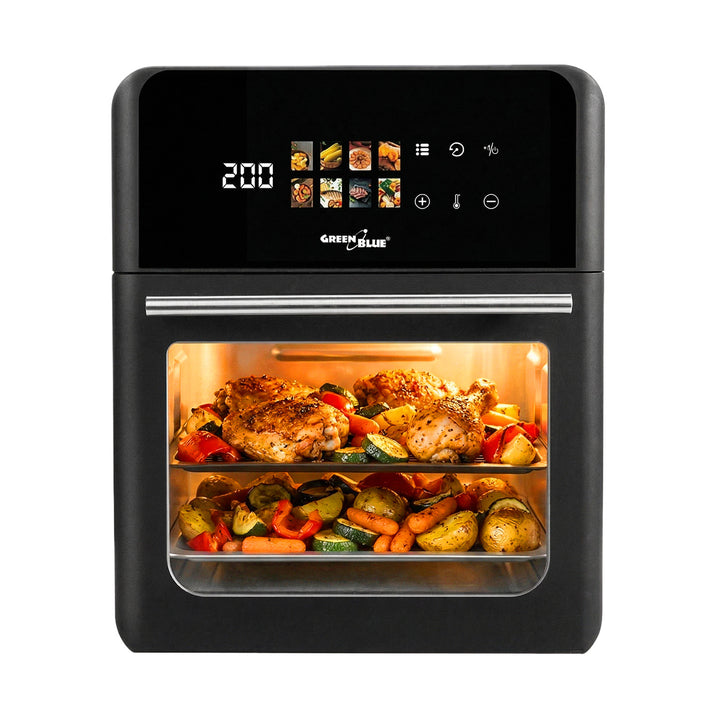 Freidora sin aceite AIR FRYER GreenBlue, potencia de 1800 W, capacidad de 10 l, 8 programas, accesorios, temporizador, GB950 + 100 bolsas de papel de 16 cm