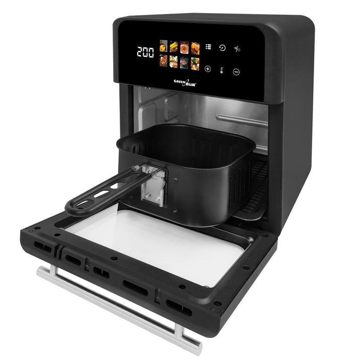 Freidora sin aceite AIR FRYER GreenBlue, potencia de 1800 W, capacidad de 10 l, 8 programas, accesorios, temporizador, GB950 + 100 bolsas de papel de 16 cm