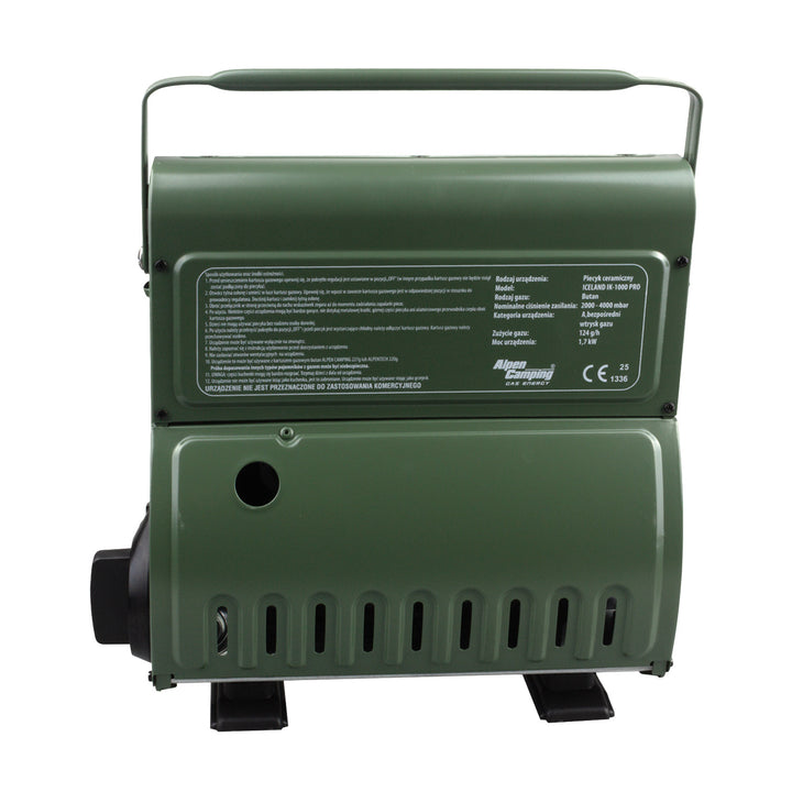Hornillo de gas portátil Alpen Camping, 2 en 1, consumo de gas 124 g/h, encendido piezoeléctrico, ICELAND IK-1000 PRO+ 4 cartuchos de gas de 227 g GreenBlue. Certificado: Pi 0875, conforme a la norma EN 417