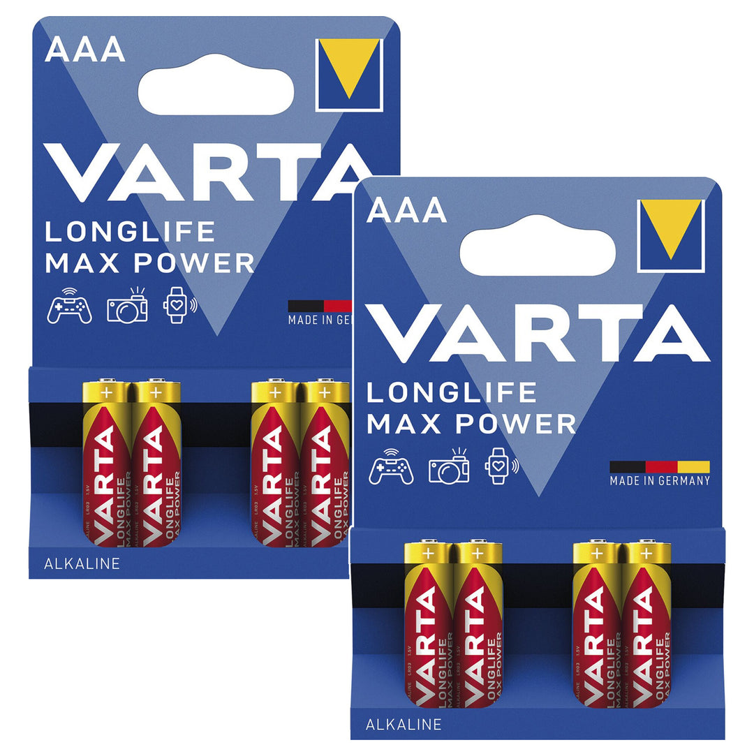 8 pilas R-03 R03 AAA de 1,5 V alcalinas Varta Longlife Max Power