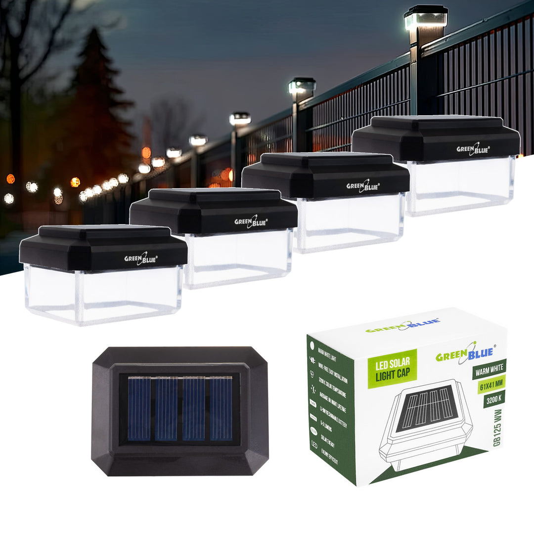Lámpara LED solar para poste GreenBlue, 60 x 40 mm, cubierta en forma de sobre, 3200 K, GB125 WW, 4 unidades