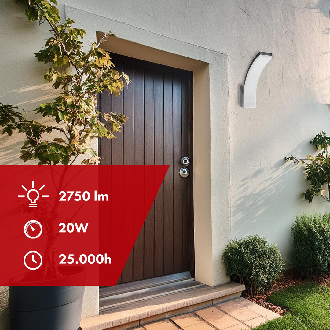 Lámpara LED Maclean, color gris, 20 W, IP65, 2750 lm, luz blanca neutra (4000 K) MCE511 GR, 2 unidades