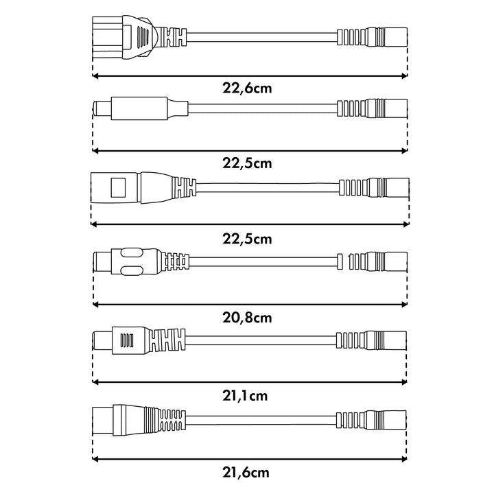 Cargador universal / Fuente de alimentación Maclean Energy, para patinetes, 54,6 V CC, 2 A, máx. 110 W, carga rápida, 6 enchufes, MCE665