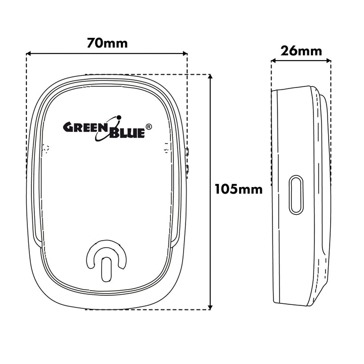 Timbre inalámbrico GreenBlue, 38 melodías, 90 dB, negro, alcance de hasta 200 m, GB404 B