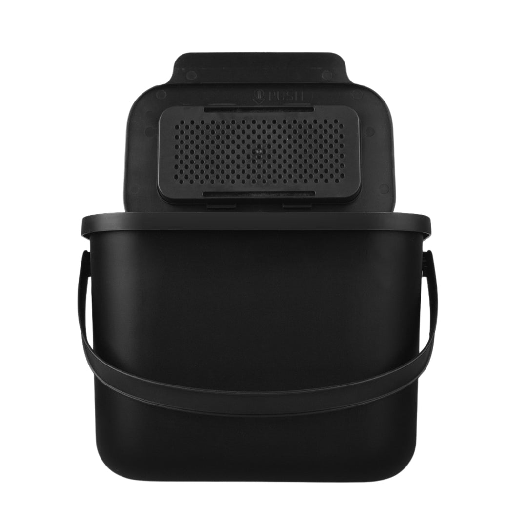 Contenedor para residuos orgánicos de 6 l, negro, Bini Practic + 5 filtros de carbón Practic