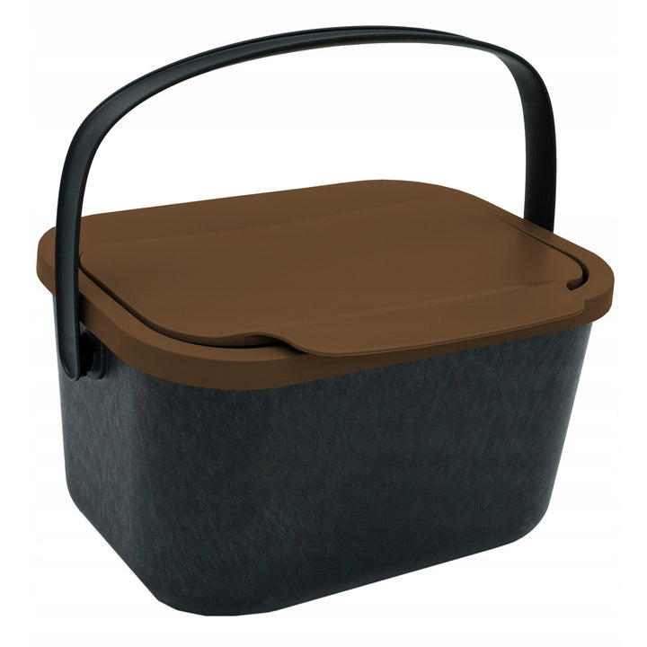 Contenedor para residuos orgánicos, capacidad de 4,5 litros, negro con tapa marrón, Mini Bini + 5 filtros de carbón Practic