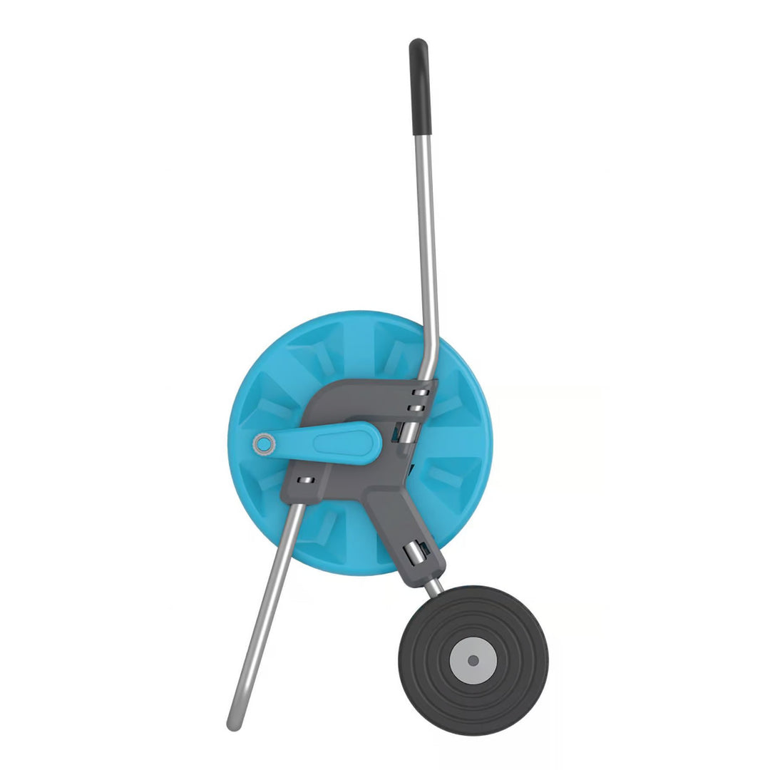 Carro para manguera Cellfast Aluplus de 1/2" y 60 m + manguera de jardín Cellfast Quattro de 1/2" y 25 m + juego con aspersor recto Cellfast Basic de 1/2"