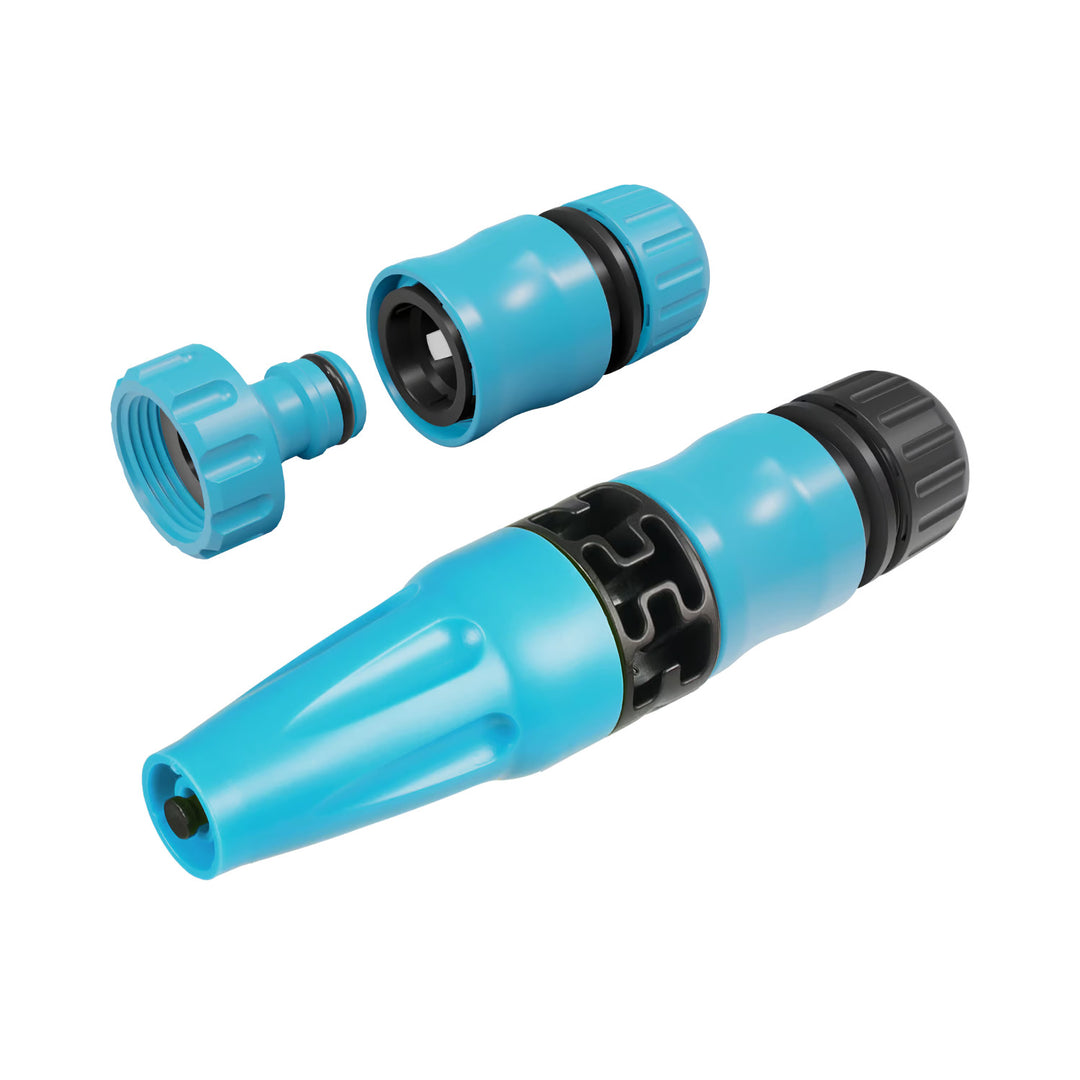 Carro para manguera Cellfast Aluplus de 1/2" y 60 m + Manguera de jardín Cellfast PROFESSIONAL de 1/2" y 50 m + Set con aspersor recto Cellfast Basic de 1/2"