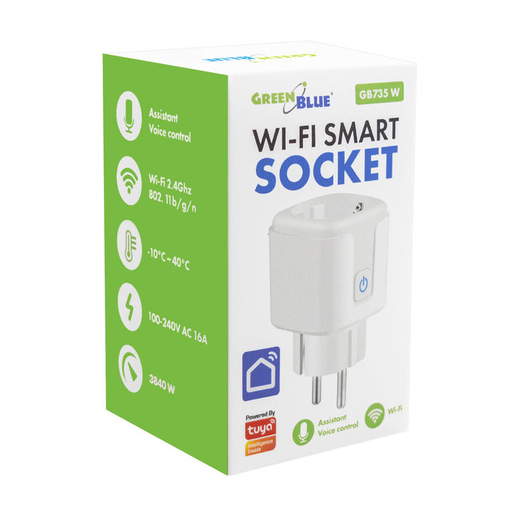 Toma de corriente WiFi GreenBlue con control remoto, compatible con Android/iOS/Alexa/Google Home, temporizador, medidor de potencia, máx. 16 A/3840 W, GB735 W, 2 unidades