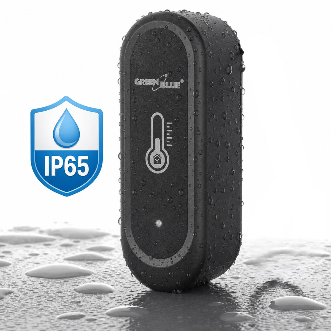 Sensor externo de temperatura y humedad WiFi GreenBlue, Android/iOS, 3,0 V CC, LR03x2, IP65, GB741, 2 unidades
