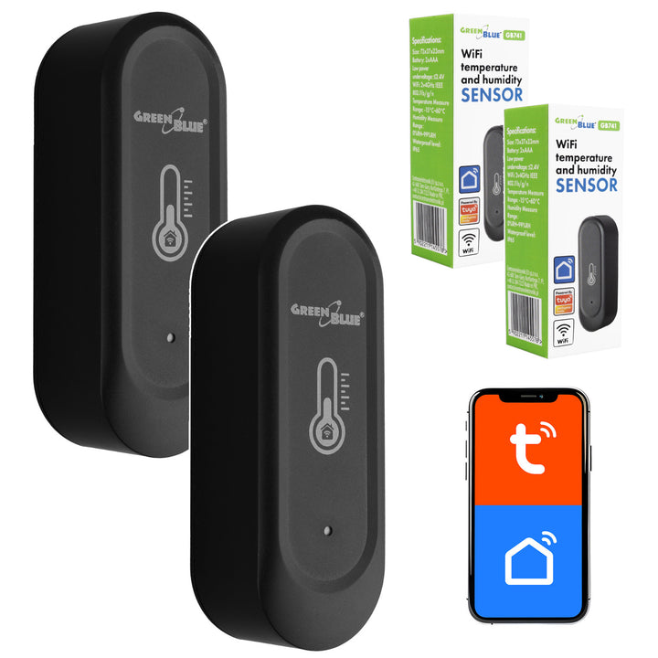 Sensor externo de temperatura y humedad WiFi GreenBlue, Android/iOS, 3,0 V CC, LR03x2, IP65, GB741, 2 unidades