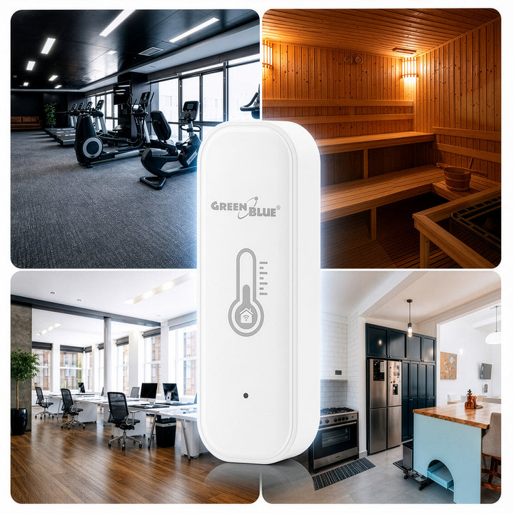 Sensor de temperatura y humedad WiFi GreenBlue, Android/iOS/Alexa/Google Home, 3,0 V CC, LR03x2, GB737, 2 unidades