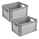 Caja de transporte Robert Keeeper, capacidad de 20 l, gris, apta para el contacto con alimentos, ligera y resistente, capacidad de carga de hasta 30 kg, 2 unidades
