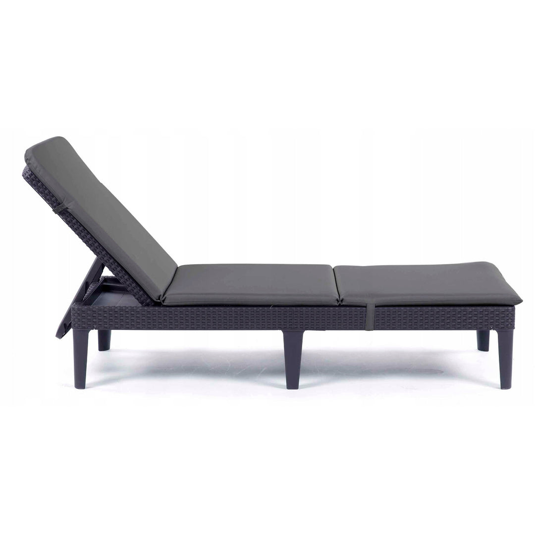 Cojín para tumbona Jaipur, color gris oscuro, tejido S-500, tamaño 190 x 60 cm, dos sistemas de fijación, impermeable, se puede lavar por completo, S-49, 3 unidades