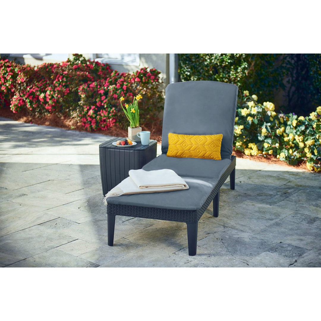 Cojín para tumbona Jaipur, color gris oscuro, tejido S-500, tamaño 190 x 60 cm, dos sistemas de fijación, impermeable, se puede lavar por completo, S-49, 3 unidades