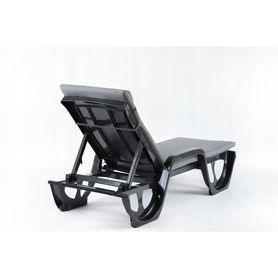 Cojín para tumbona Madera, color gris, tejido S-550 melange, tamaño 190 x 55 cm, sujeción con cinta elástica, impermeable, melange S-23, 3 unidades