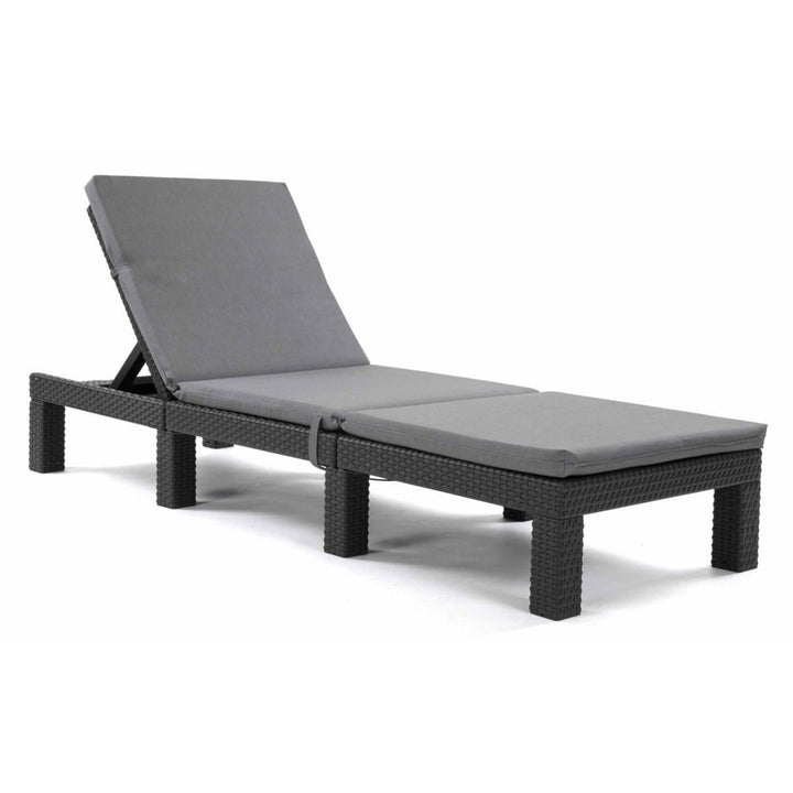 Cojín para tumbona Daytona, color gris, tejido S-550 Melange, tamaño 192 x 64 cm, sujeción con correa de goma, impermeable, Melange S-23, 2 unidades