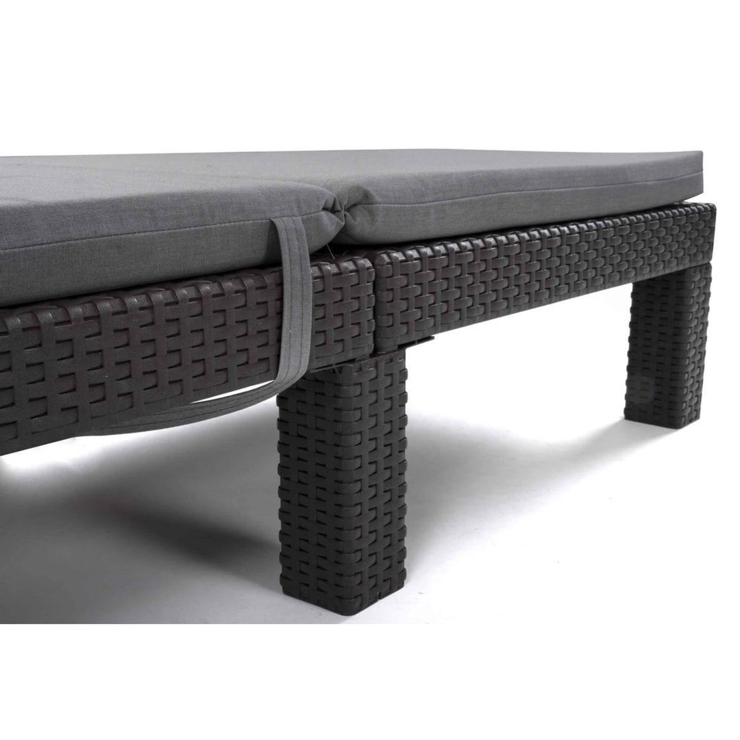 Cojín para tumbona Daytona, color gris, tejido S-550 Melange, tamaño 192 x 64 cm, sujeción con correa de goma, impermeable, Melange S-23, 2 unidades