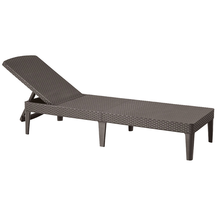 Tumbona de jardín ajustable Jaipur Sun Lounger, color marrón + cojín para tumbona Jaipur, color gris oscuro, tejido S-500, tamaño 190 x 60 cm