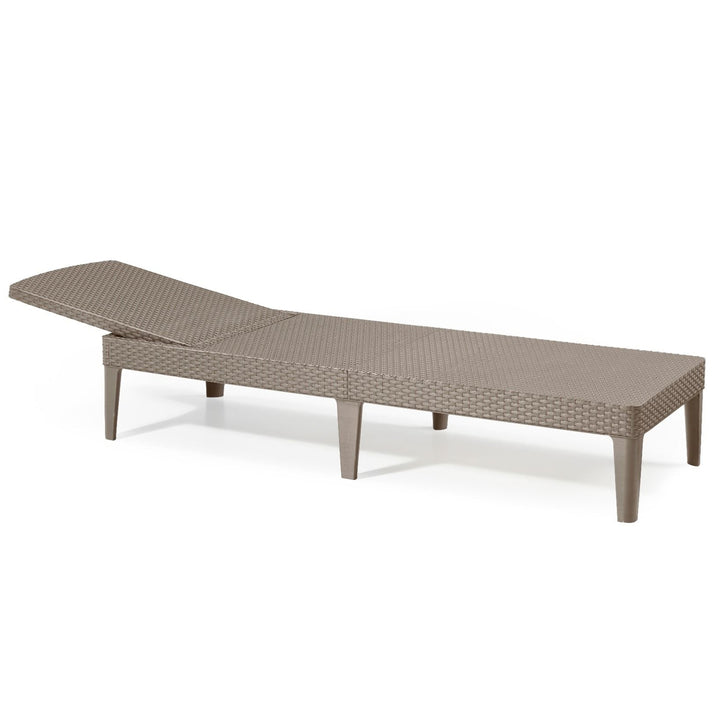 Tumbona de jardín ajustable Jaipur Sun Lounger, color capuchino + cojín para tumbona Jaipur, color gris oscuro, tejido S-500, tamaño 190 x 60 cm
