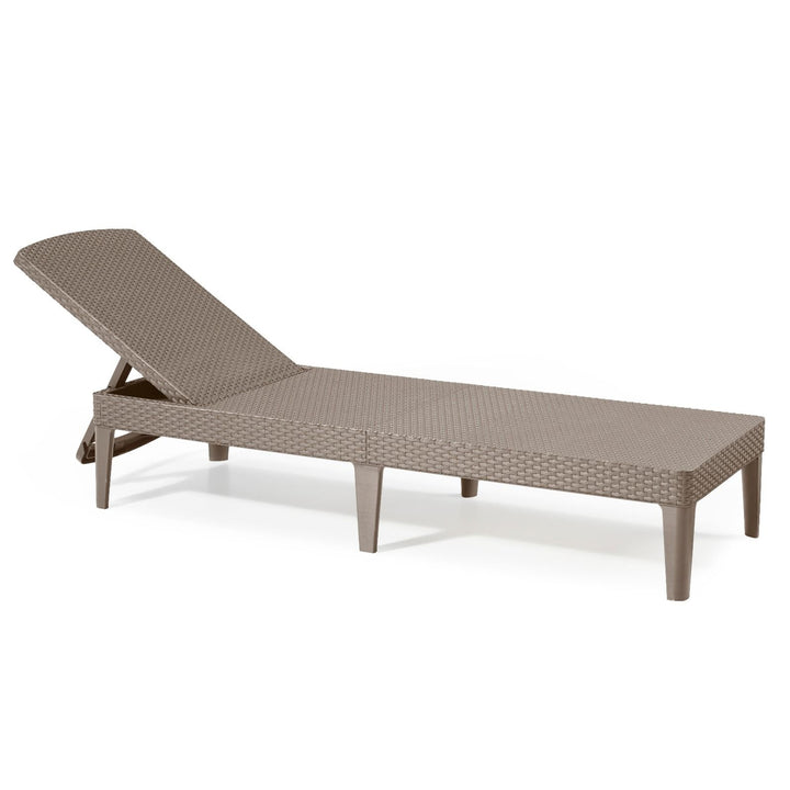 Tumbona de jardín ajustable Jaipur Sun Lounger, color capuchino + cojín para tumbona Jaipur, color gris oscuro, tejido S-500, tamaño 190 x 60 cm
