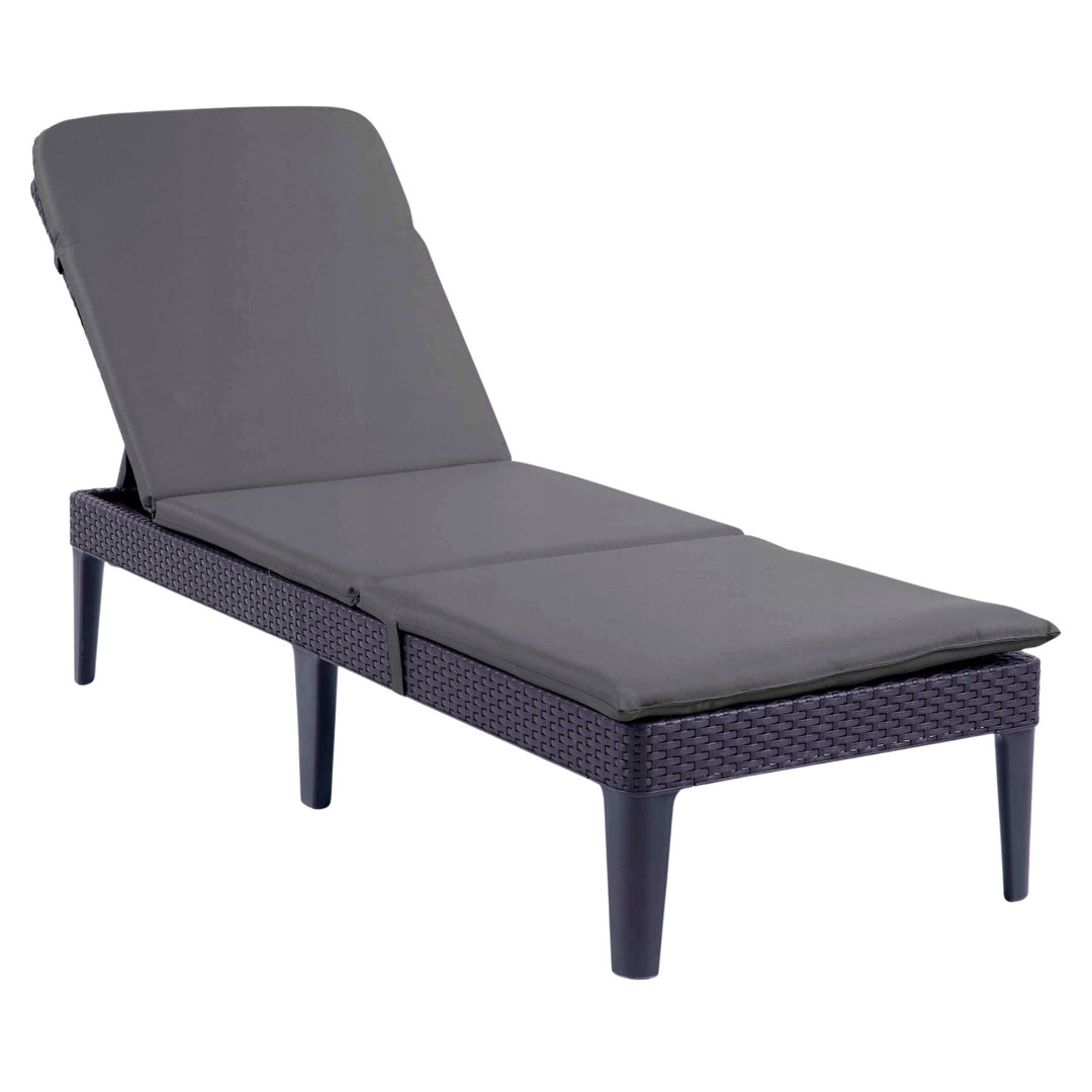 Tumbona de jardín regulable Jaipur Sun Lounger, color grafito + cojín para tumbona Jaipur, color gris oscuro, tejido S-500, dimensiones 190 x 60 cm