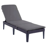 Tumbona de jardín regulable Jaipur Sun Lounger, color grafito + cojín para tumbona Jaipur, color gris oscuro, tejido S-500, dimensiones 190 x 60 cm