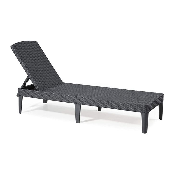 Tumbona de jardín ajustable Jaipur Sun Lounger, color grafito + cojín para tumbona Jaipur, color beige, tejido S-550 Melange, tamaño 190 x 60 cm