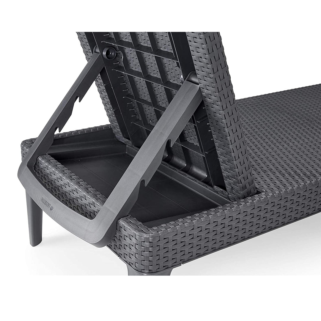 Tumbona de jardín ajustable Jaipur Sun Lounger, color grafito + cojín para tumbona Jaipur, color beige, tejido S-550 Melange, tamaño 190 x 60 cm