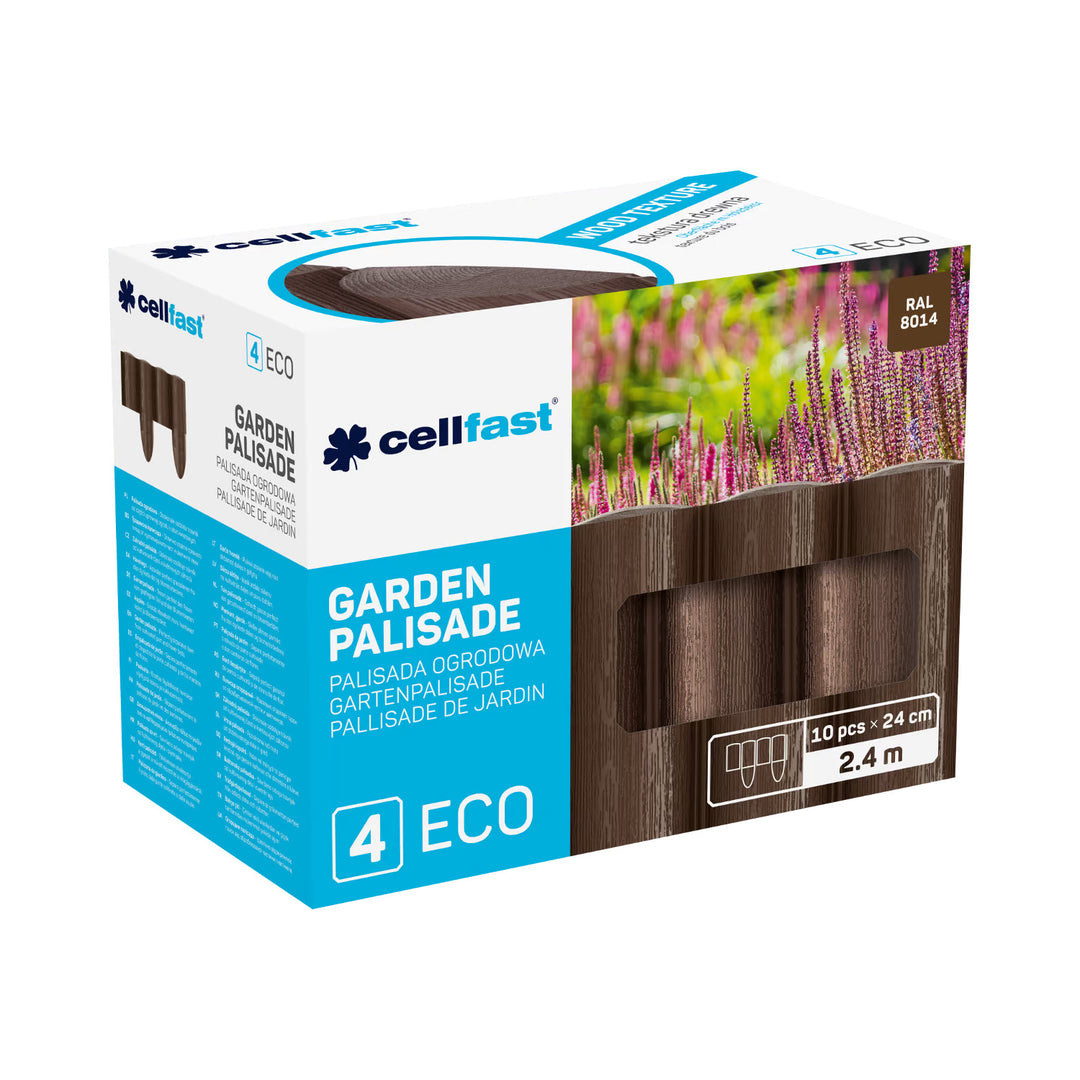 Valla de jardín Cellfast, aspecto de madera, resistente a las heladas, longitud 7,2 m, color marrón, 34-031