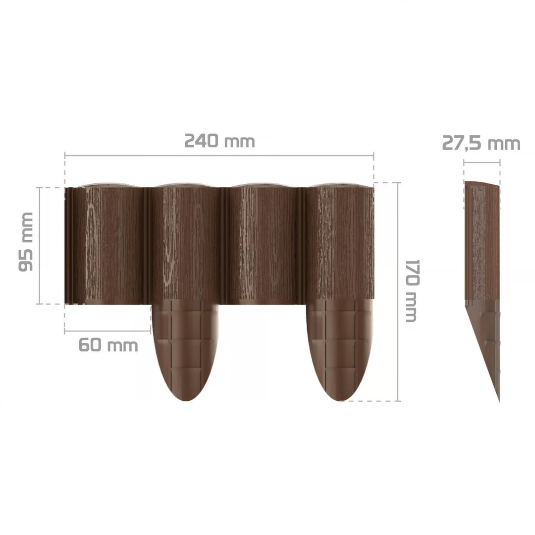 Valla de jardín Cellfast, textura de madera, resistente a las heladas, longitud 14,4 m, color marrón, 34-031