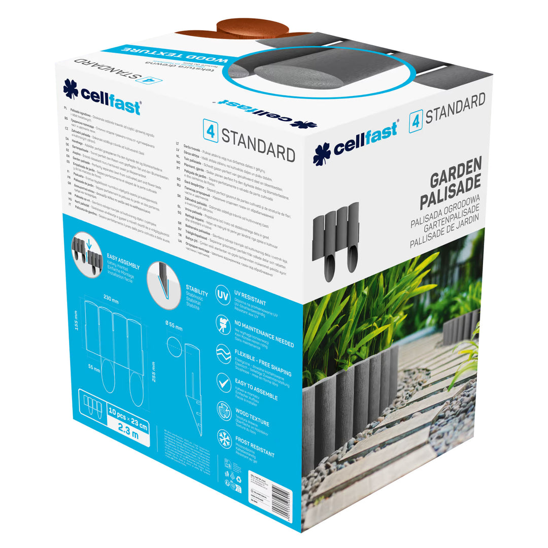 Valla de jardín Cellfast, textura de madera, resistente a las heladas, longitud 20,7 m, color teja, 34-043