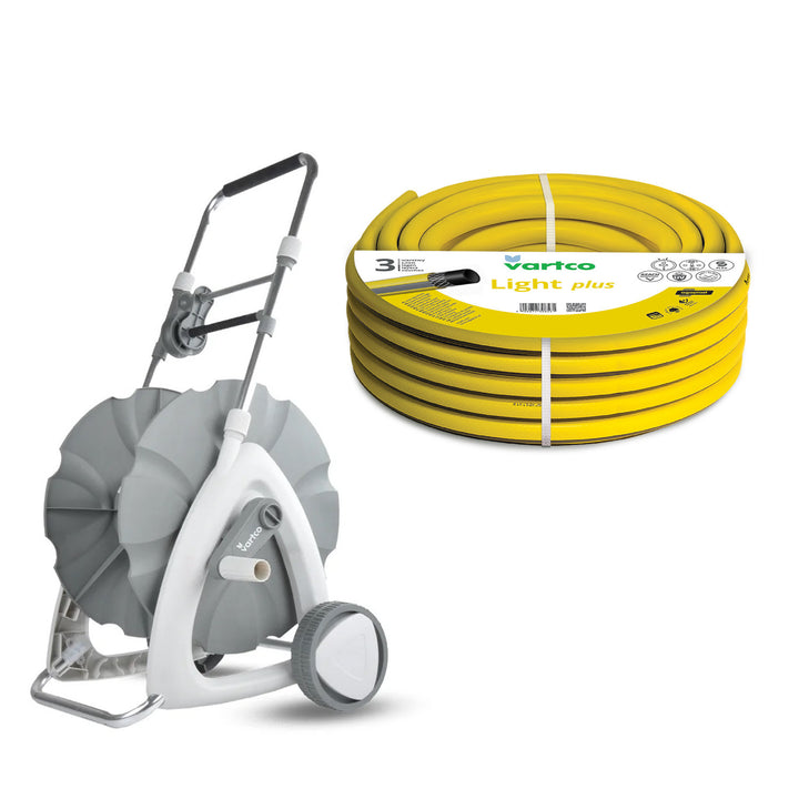 Carrito para manguera de jardín + manguera de jardín Vartco Light Plus 1/2" 30 m Agaplast