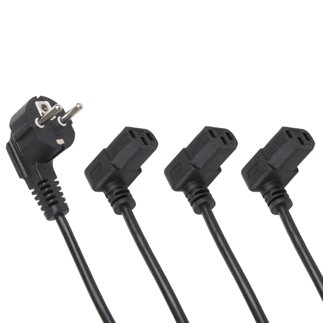 Cable de alimentación Maclean, acodado, 3 clavijas, enchufe UE, 1,5 m, MCTV-851, 3 unidades
