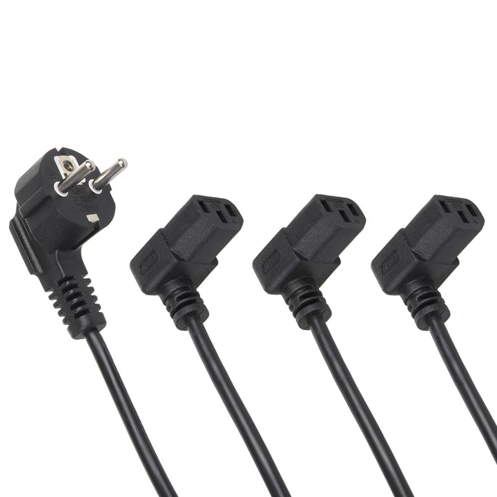 Cable de alimentación Maclean, acodado, 3 clavijas, enchufe UE, 1,5 m, MCTV-851, 3 unidades