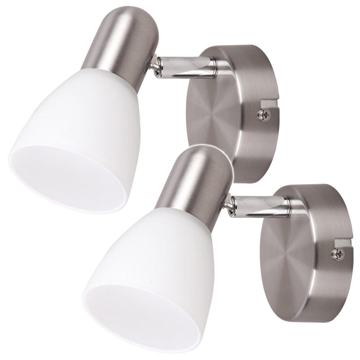 Lámpara Soma Spot E14, máx. 40 W, cromo satinado, opal, 6301, 2 unidades