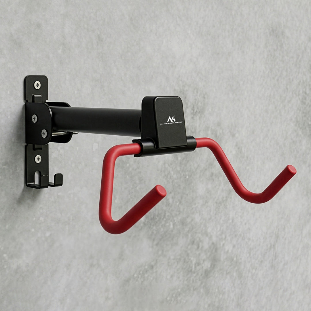 Soporte de bicicleta / colgador de pared Maclean, horizontal, acero, carga máxima de 30 kg, ángulo ajustable, MC-172, 3 unidades
