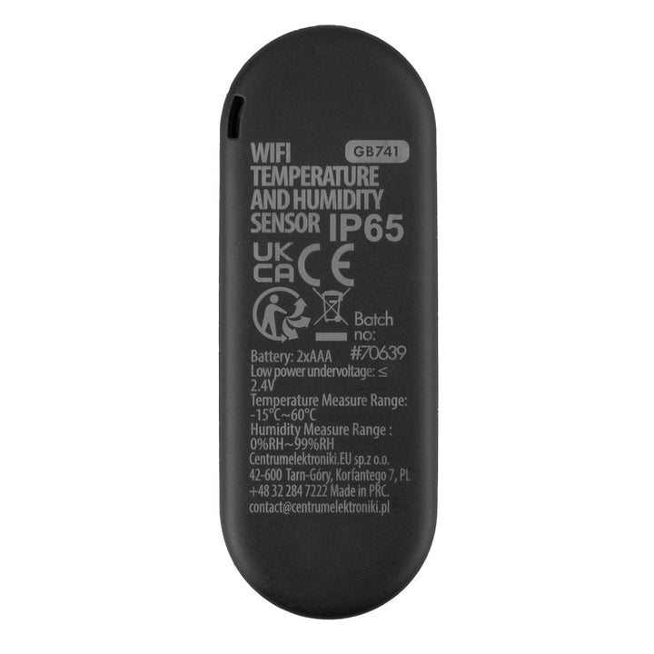 Sensor externo de temperatura y humedad WiFi GreenBlue, Android/iOS, 3,0 V CC, LR03x2, IP65, GB741, 2 unidades + 4 pilas alcalinas AAA Varta Industrial 4003