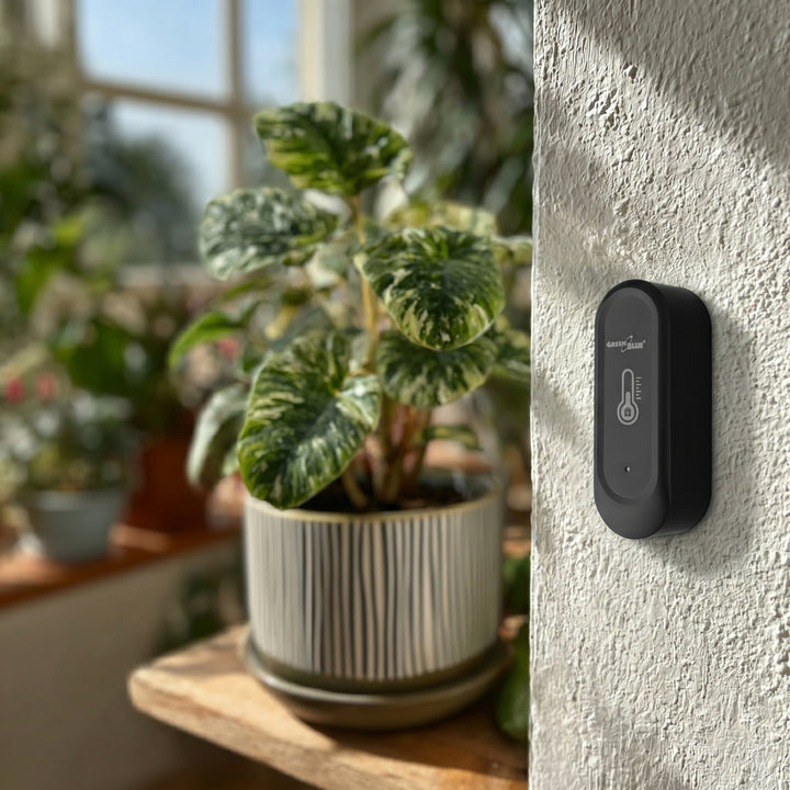 Sensor externo de temperatura y humedad WiFi GreenBlue, Android/iOS, 3,0 V CC, LR03x2, IP65, GB741, 2 unidades + 4 pilas alcalinas AAA Varta Industrial 4003