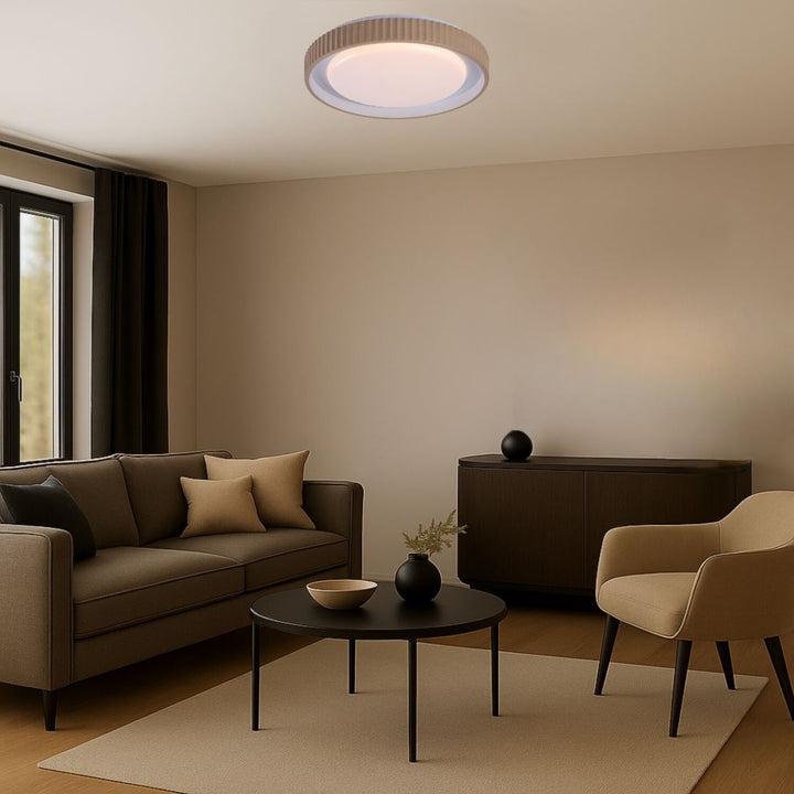Lámpara Pastello LED 48 W IP20 gris-beige 3000-6500 K, función de memoria con mando a distancia, función de temporizador, efecto de luz nocturna, 71345